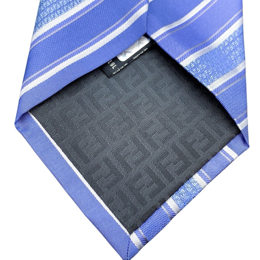 Fendi 100% Silk Blue Striped Men's Tie - Picture 6 of 10